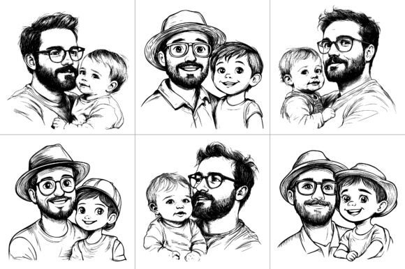 Dad Father Papa Line Art Vector Review