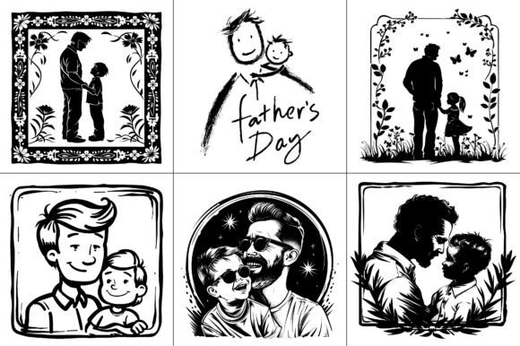 Father Daughter Son Clipart Line Art Review