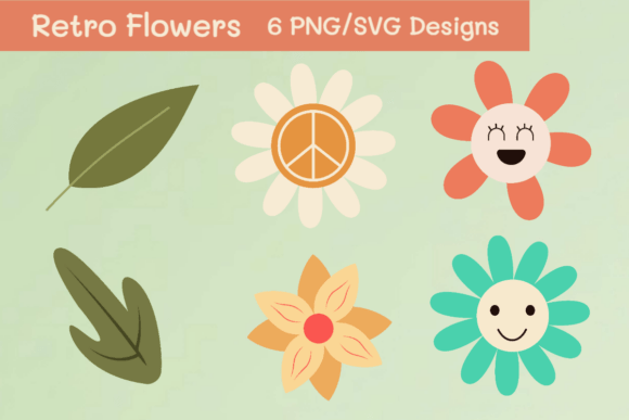 Groovy Retro Flower Clipart Bundle Review