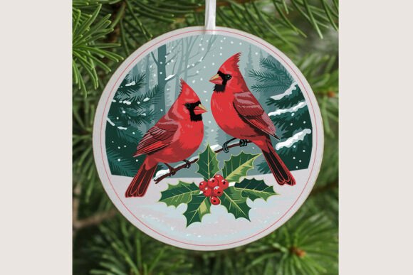 Winter Cardinals Couple Clipart Set- Chr